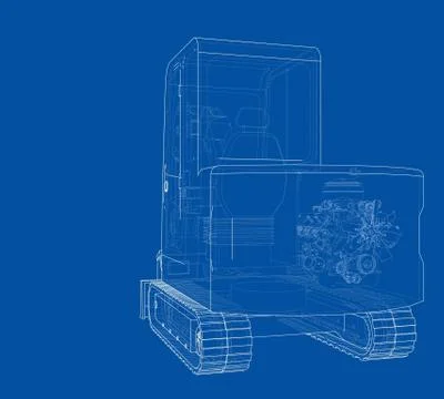 Sketch of Small Treactor with Actor. Vector Stock Illustration