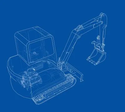 Sketch of Small Treactor with Actor. Vector Stock Illustration