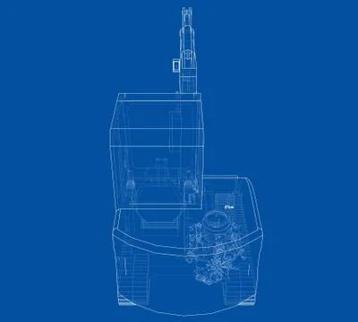 Sketch of Small Treactor with Actor. Vector Stock Illustration