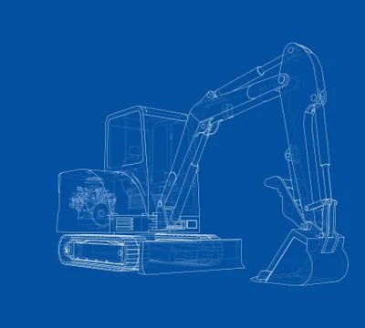 Sketch of Small Treactor with Actor. Vector Stock Illustration