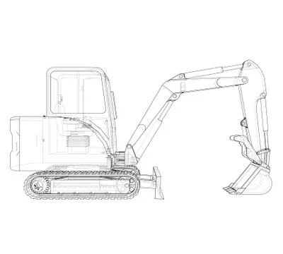 Sketch of Small Treactor with Actor. Vector Stock Illustration