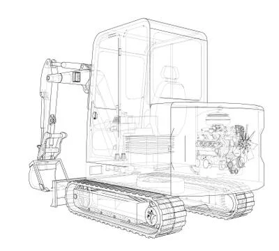 Sketch of Small Treactor with Actor. Vector Stock Illustration