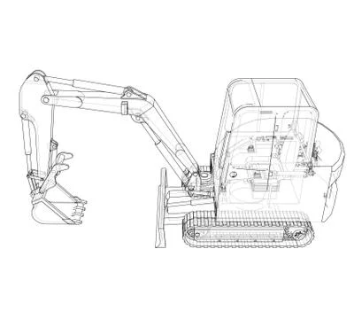 Sketch of Small Treactor with Actor. Vector Stock Illustration
