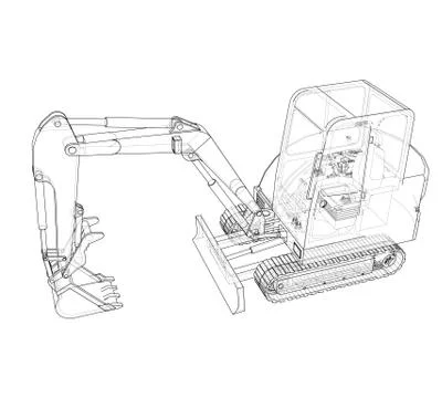 Sketch of Small Treactor with Actor. Vector Illustrazione stock