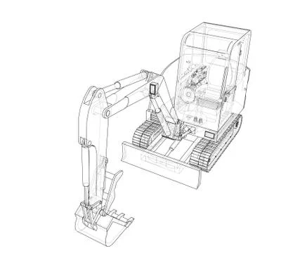 Sketch of Small Treactor with Actor. Vector Stock Illustration