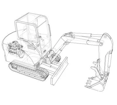 Sketch of Small Treactor with Actor. Vector Stock Illustration