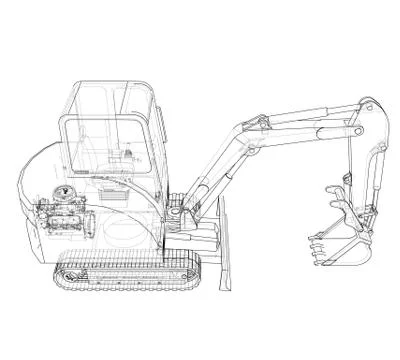 Sketch of Small Treactor with Actor. Vector Stock-Illustration