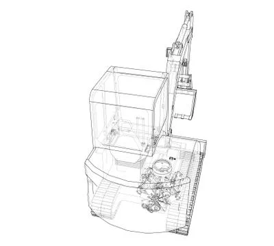 Sketch of Small Treactor with Actor. Vector Stock Illustration