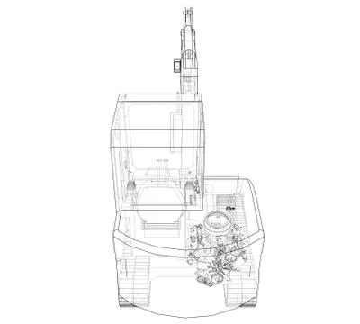 Sketch of Small Treactor with Actor. Vector Stock Illustration