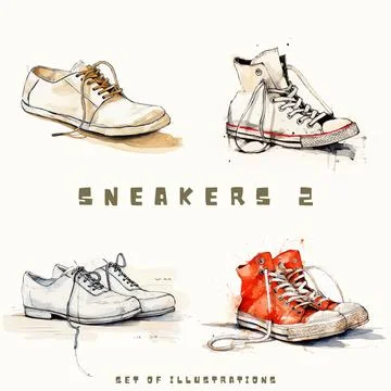 Sketch of sneakers on a white background, vector illustration. Stock Illustration
