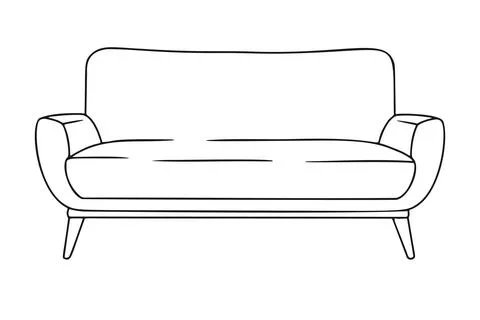 Sketch of a sofa isolated on a white background. Vector illustration Stock Illustration