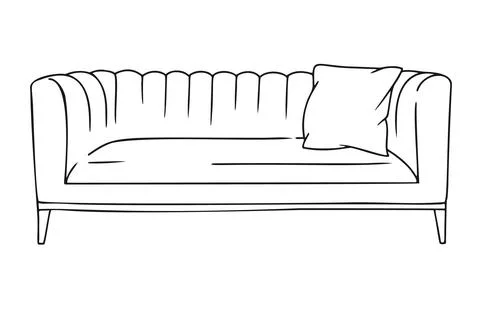Sketch of a sofa isolated on a white background. Vector illustration Stock Illustration