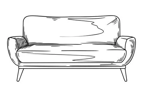 Sketch of a sofa isolated on a white background. Vector illustration Stock Illustration