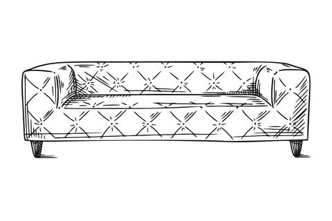 Sketch of a sofa isolated on a white background. Vector Stock Illustration