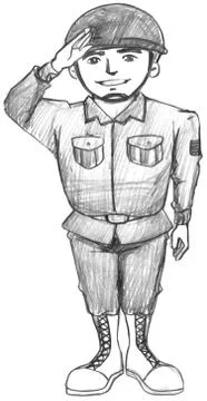 A sketch of a soldier Stock Illustration