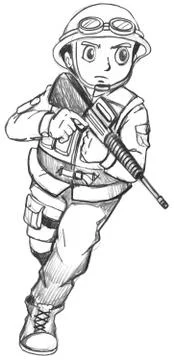 A sketch of a soldier 库存插图