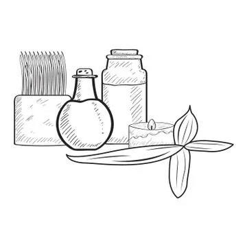 Sketch of spa objects Stock Illustration