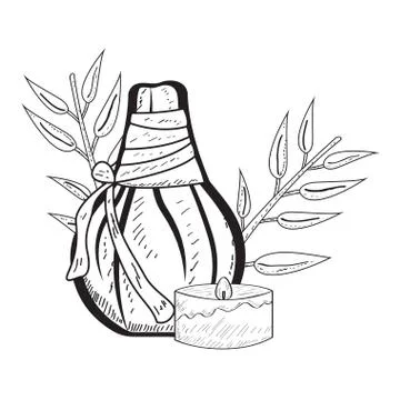Sketch of spa objects Stock Illustration