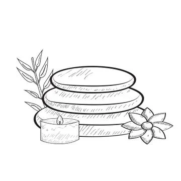 Sketch of spa objects Stock Illustration