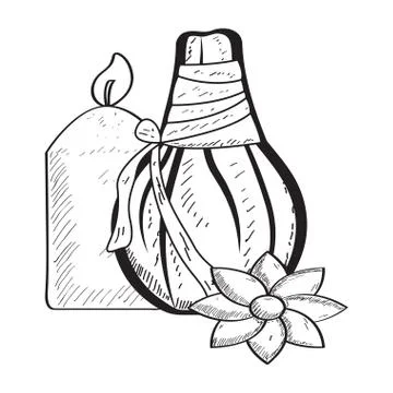 Sketch of spa objects Stock Illustration