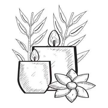 Sketch of spa objects Stock Illustration