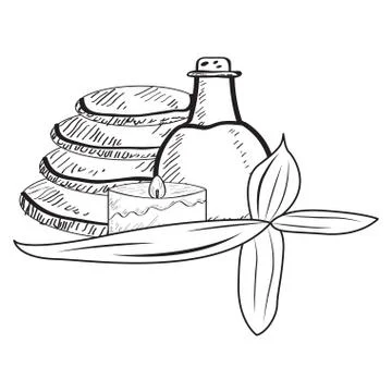 Sketch of spa objects Stock Illustration