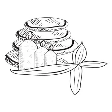 Sketch of spa objects Stock Illustration