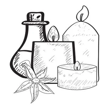 Sketch of spa objects Stock Illustration
