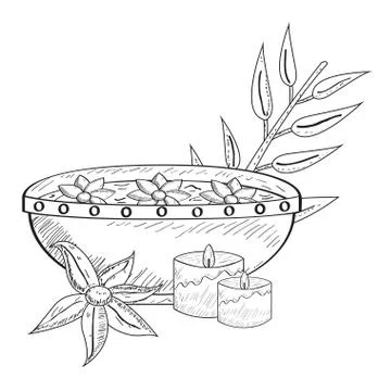 Sketch of spa objects Stock Illustration