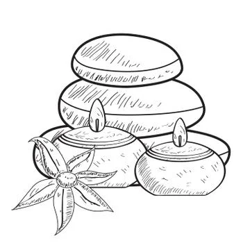 Sketch of spa objects Stock Illustration