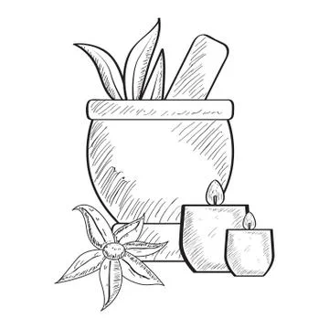 Sketch of spa objects Stock Illustration