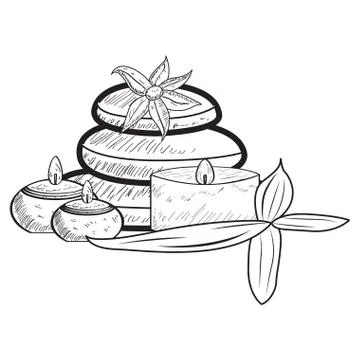 Sketch of spa objects Stock Illustration