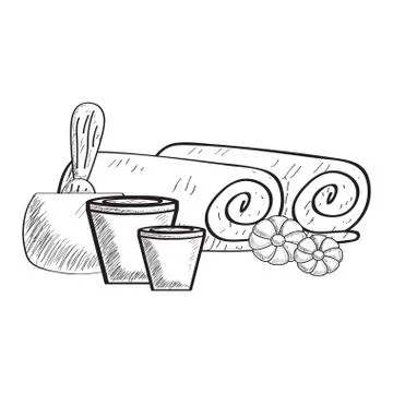 Sketch of spa objects Stock Illustration