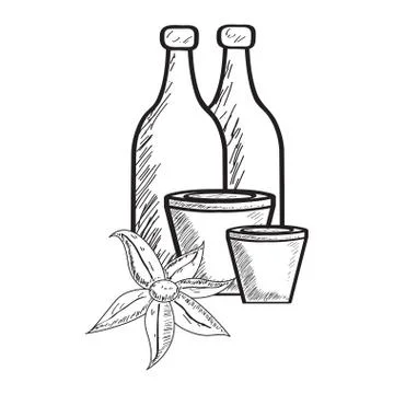 Sketch of spa objects Stock Illustration