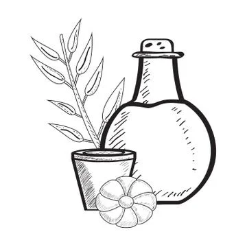 Sketch of spa objects Stock Illustration