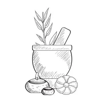 Sketch of spa objects Stock Illustration