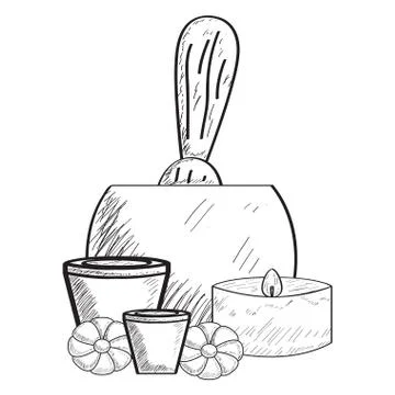 Sketch of spa objects Stock Illustration