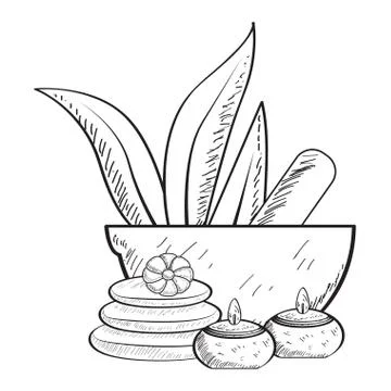 Sketch of spa objects Stock Illustration
