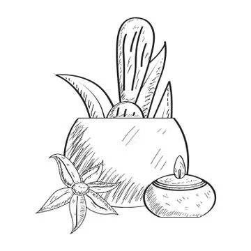 Sketch of spa objects Stock Illustration
