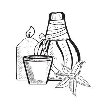 Sketch of spa objects Stock Illustration