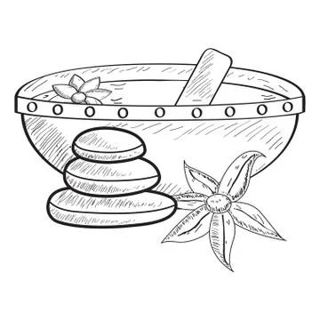 Sketch of spa objects Stock Illustration