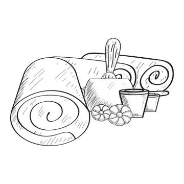 Sketch of spa objects Stock Illustration