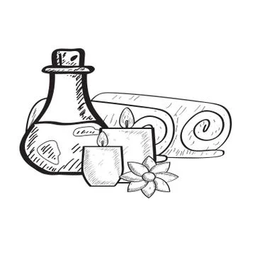Sketch of spa objects Stock Illustration