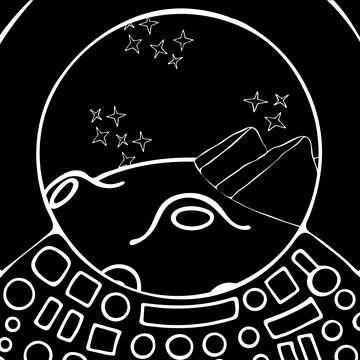 Sketch with Space on Black Background. Astronomy Science. Illustrazione stock