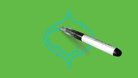 Sketch specific design in blue colour on abstract green screen background Видео 161935050