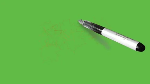 Sketch specific scenery of dry brown leave on abstract green screen background Vídeo Stock 161935142