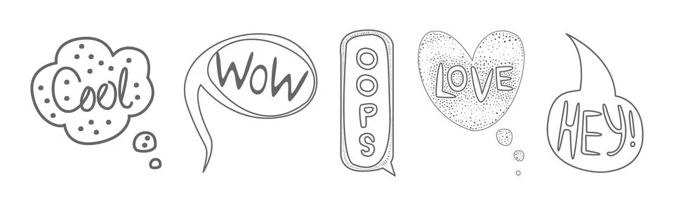 Sketch Speech Bubble with Cool Text Vector Set Illustrazione stock