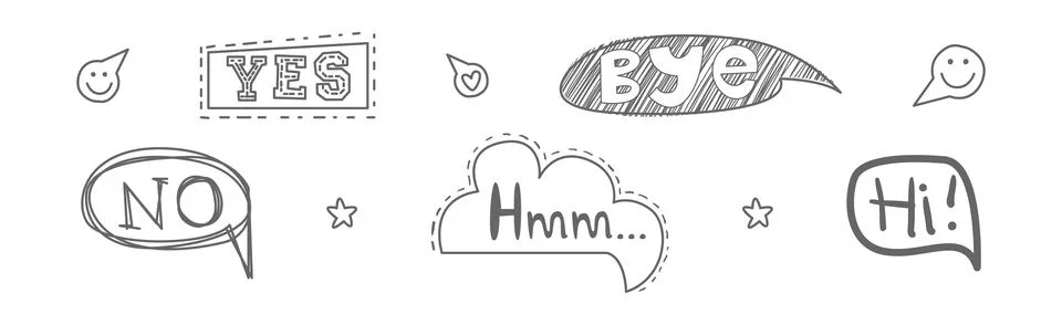 Sketch Speech Bubble with Cool Text Vector Set Illustrazione stock