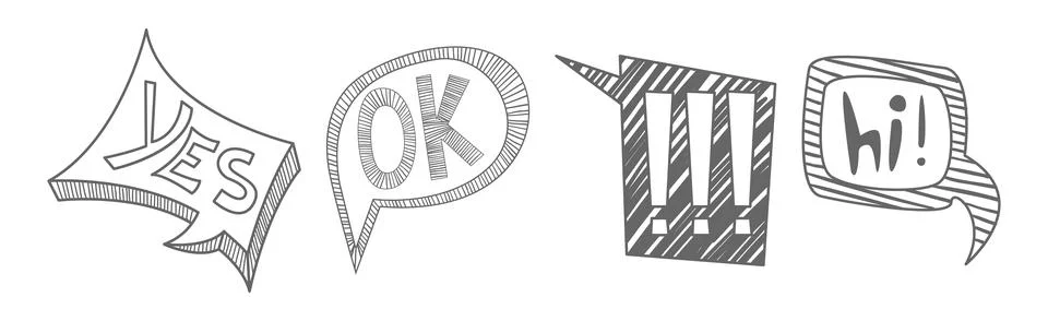 Sketch Speech Bubble with Cool Text Vector Set Illustrazione stock