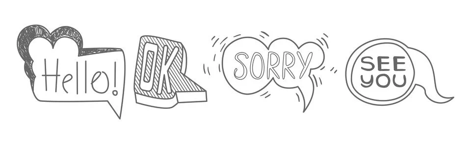 Sketch Speech Bubble with Cool Text Vector Set Illustrazione stock